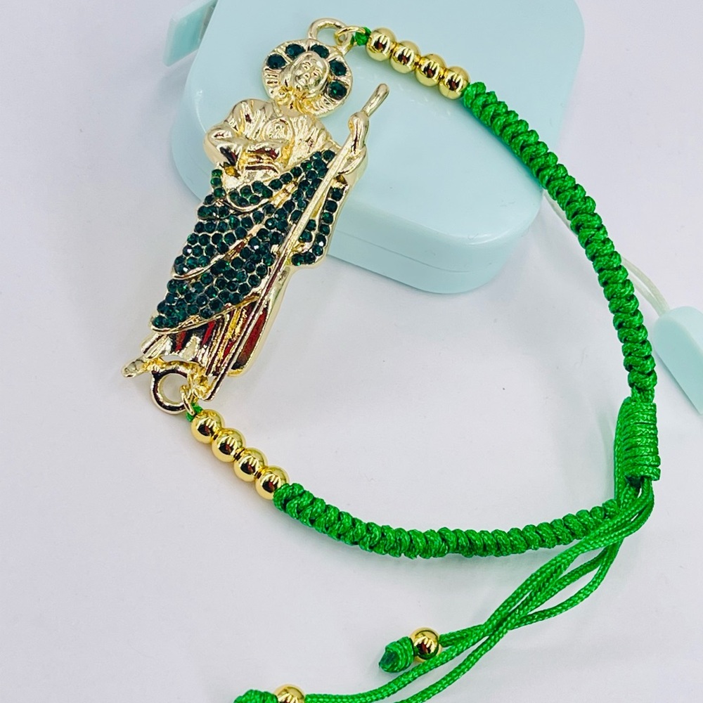 Bracelet. St. Jude Adjustable Gold Plated With Thread